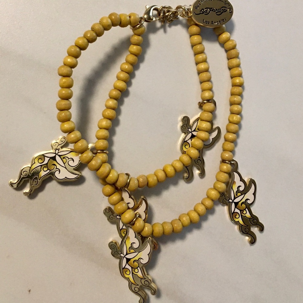 Rare Ed Hardy Butterfly Double  Bracelet